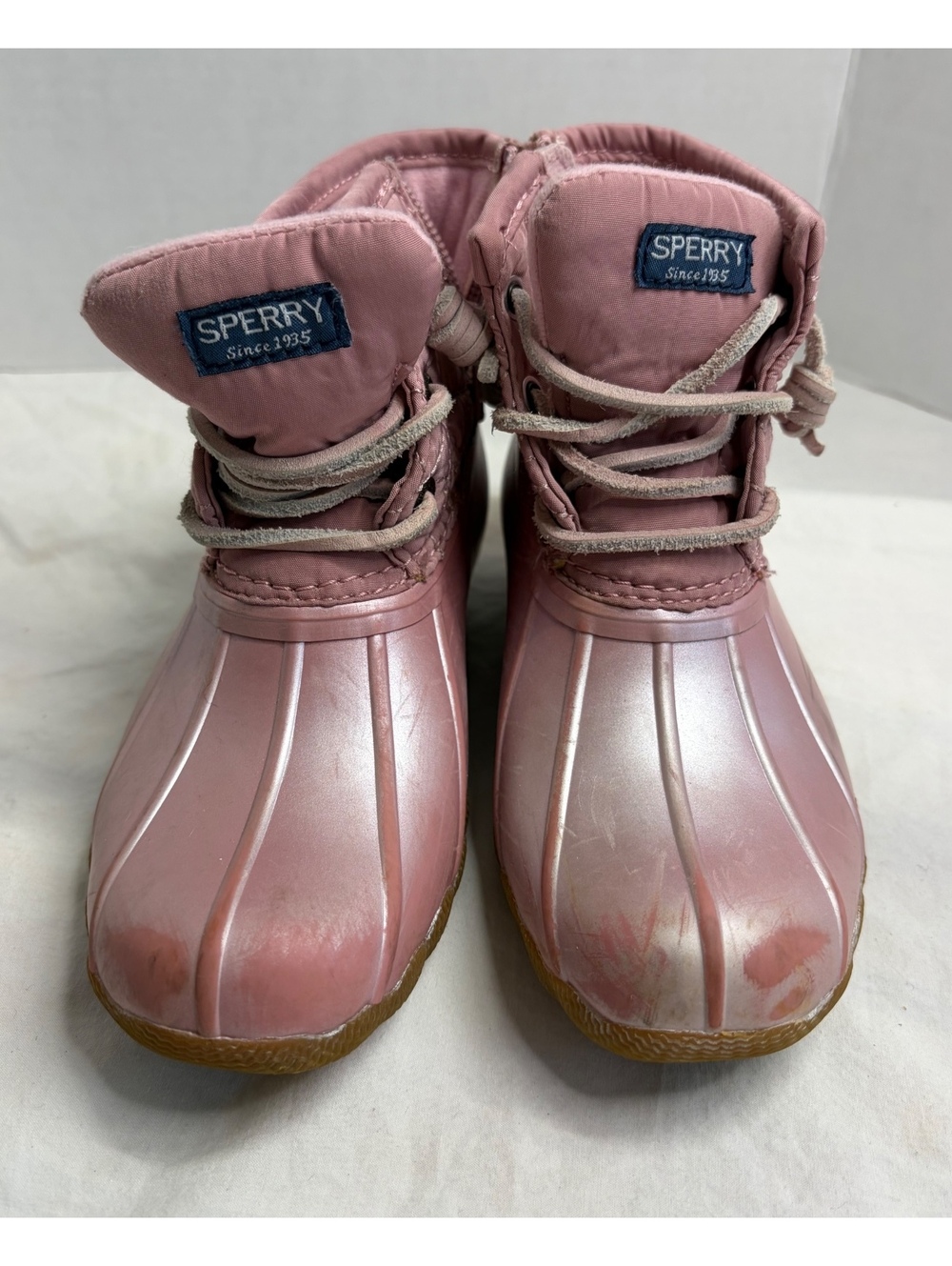 Sperry Saltwater Girls Boots Size 11 Pink Pearl Duck Rain Boots